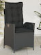 Outdoor-Sessel Rattan Black Velvet-Black Metal mit Kissen 57x61x93εκ.