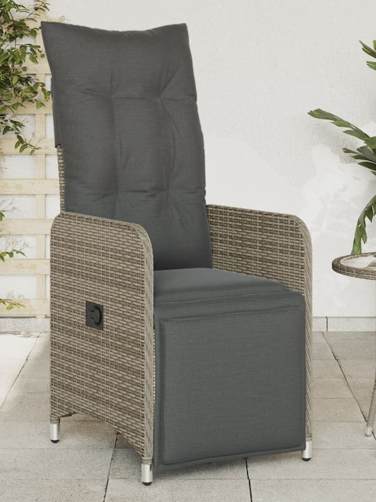 Fotoliu de exterior Rattan Gri cu pernă 54.5x58.5x92cm