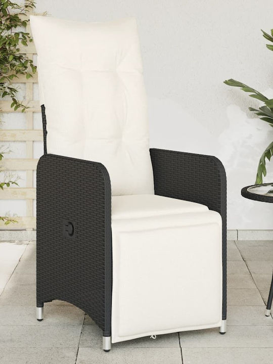 Fotoliu de Exterior Rattan Negru cu pernă 1buc ...