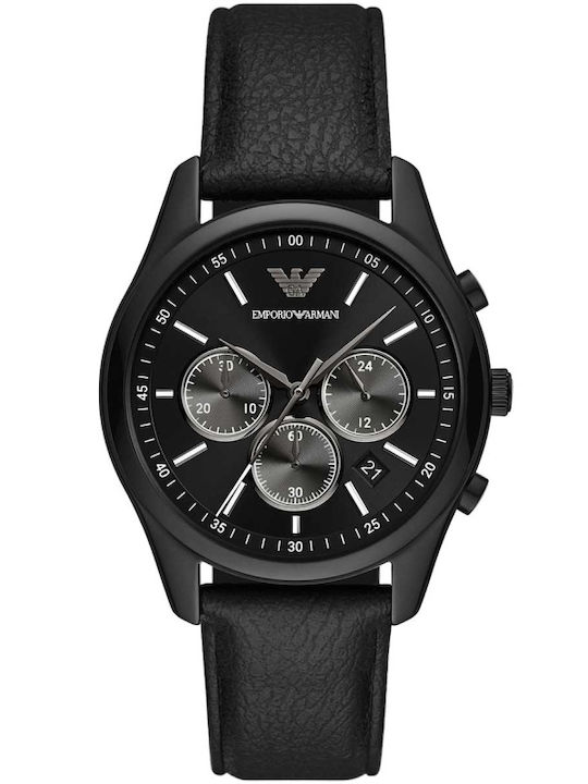 Emporio Armani Antonio Men's Watch 41mm Chronograph Battery with Black Leather Strap