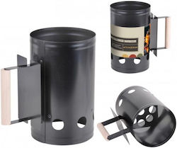 Charcoal Starter Container Metal Wooden Handle Black 27.5x17 Cm Aria Trade