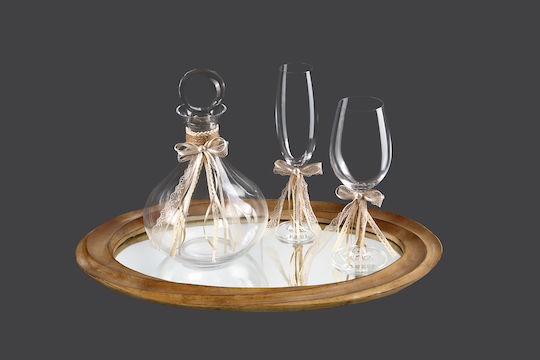 La Vista Wedding Decanter Set with Crystal Wine Glass Wooden 2 Pieces La Vista Wedding Decanter Set with Crystal Wine Glass Wooden 2 Pieces