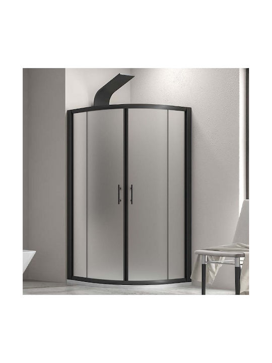 Karag Flora 200 Nero Cabin for Shower Semi-circular with Sliding Door 90x90x190cm Fabric Nero 5206836649344