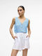 Vero Moda Women's Blouse Sleeveless with V Neckline Ibiza Blue