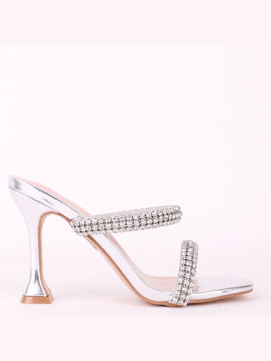 Women's Diamantique Stone Mules Nw183 Silver