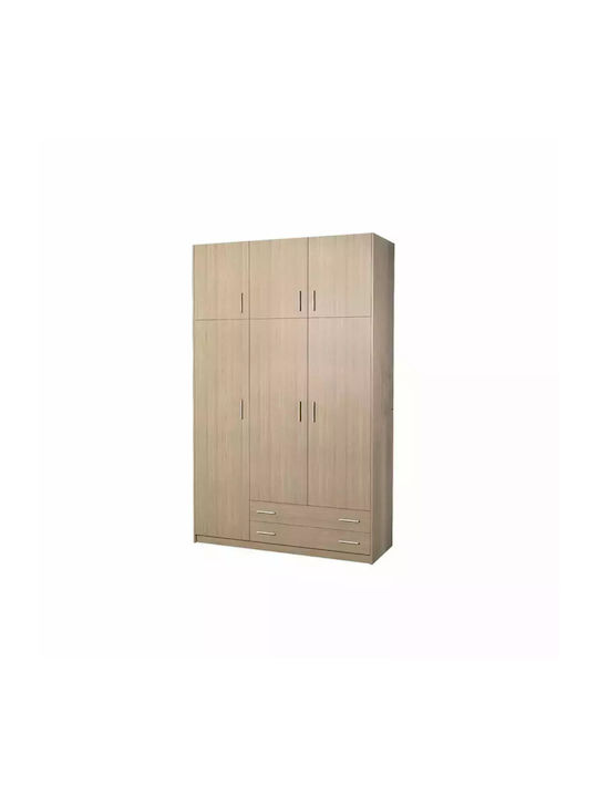 Τρίφυλλη Ντουλάπα με 2 Συρτάρια Μπεζ 110x50x240cm