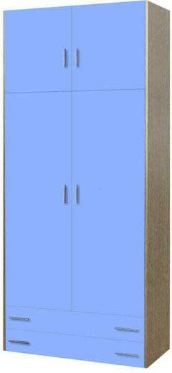 Zwei Türen Schrank mit 2 Schubladen Blau 85x50x240cm