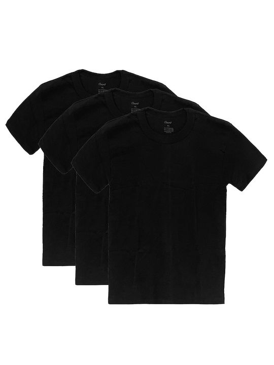 Ustyle Men's Undershirts Short-sleeved in Black Color 3Pack