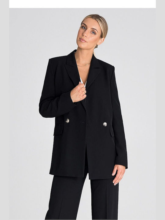 Figl Lung Blazer pentru femei Sacou Negru