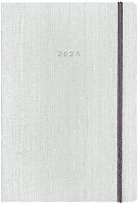 Next Diary 2025 Fabric Daily Flexi White Elastic 17x25cm