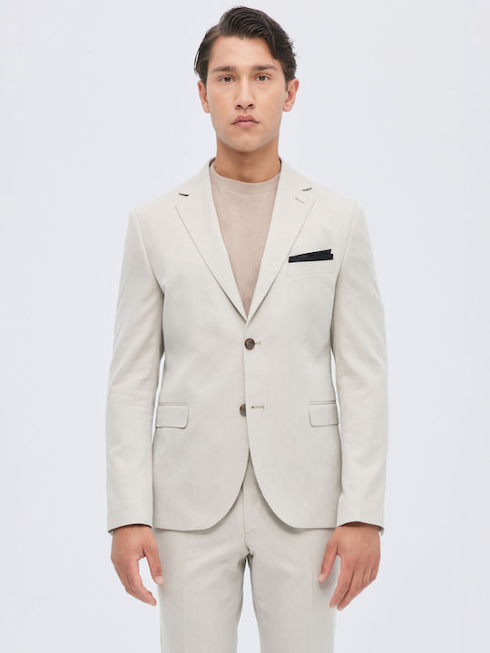 Beige Cotton Slim Fit Suit Aristoteli Bitsiani