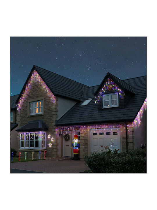 Christmas Yoto Installation Fringe Icicle Type 7 M 200 Leds 1.5 M Extension Cord 8 Light Modes Interconnectable Network Connection Transparent Wire Indoor Outdoor Multicolor