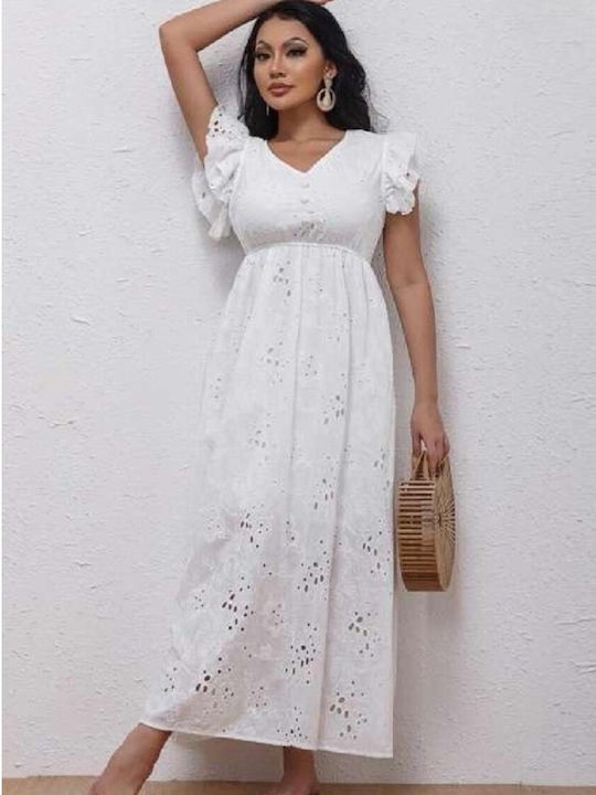 Sommer Maxi Kleid mit Schlitz Weiß