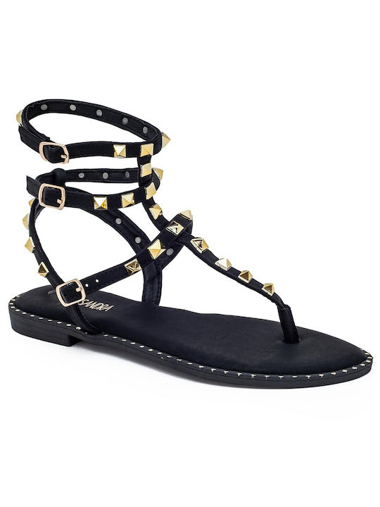 Cassandra Damen Flache Sandalen in Schwarz Farbe