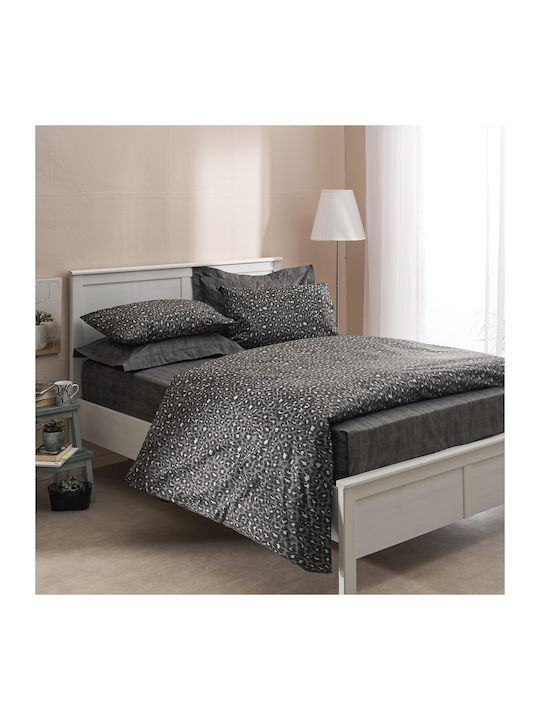 Charalambidis Textiles Κουβερλί Υπέρδιπλο από Βαμβάκι & Πολυεστέρα Μαύρο 220x230cm