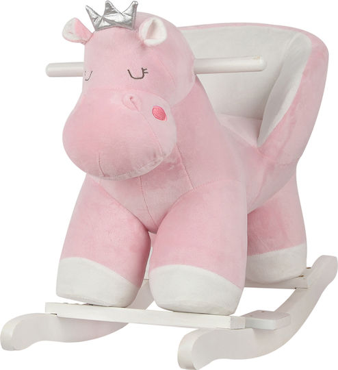 Kikka Boo Fabric Rocking Toy Hippo for 12+ months with Max Load Capacity 30kg Pink