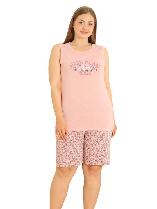 Women's Cotton Sleeveless Pyjama Shorts 10300 Pink