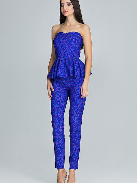 Figl Women's Blue Set with Trousers in Straight Line