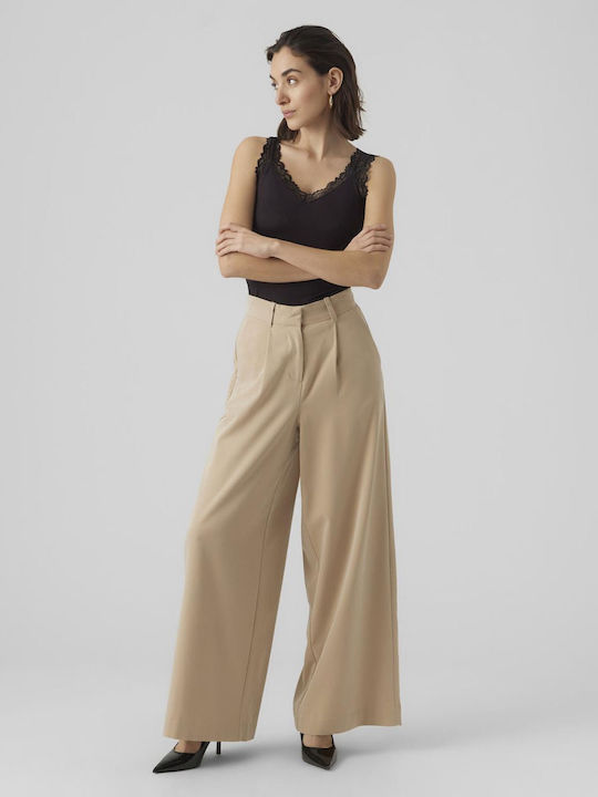 Vero Moda Femei Tesatura Pantaloni Crema irlandeză