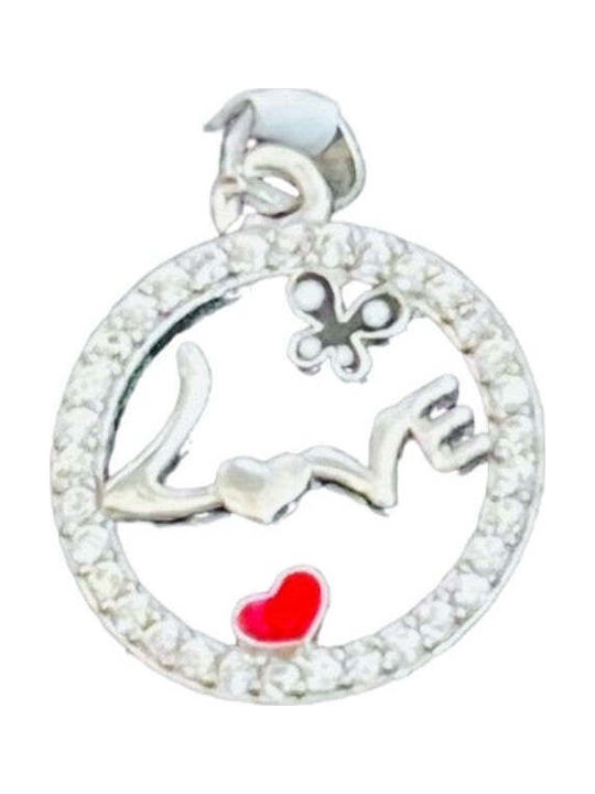 Pendant In 925 Silver Jolie Silver Love Model Heart Butterfly 15 X 15 Mm 1.1 G
