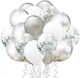 Set 15 baloane de petrecere Flippy alb argintiu 30 cm