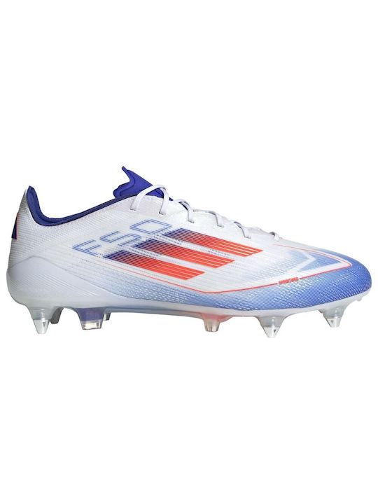 Adidas F50 Elite SG Niedrig Fußballschuhe mit Stollen Cloud White / Solar Red / Lucid Blue