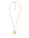Fossil Necklace with design Star from Gold Plated Steel with Zircon
