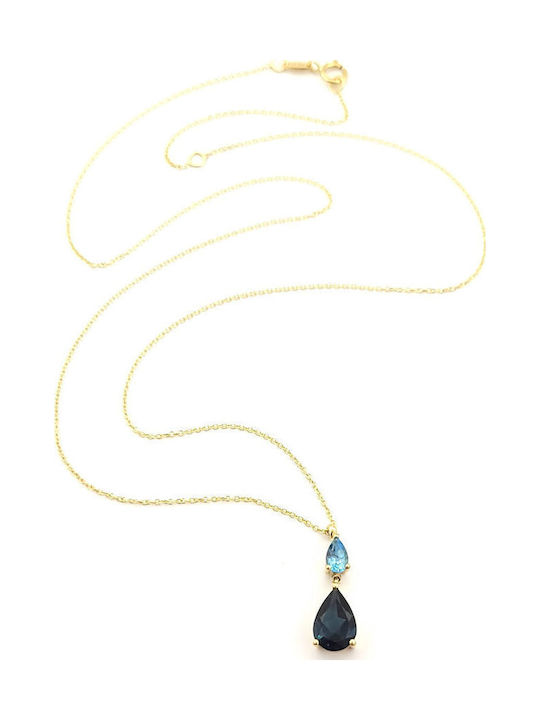 Metrongold Necklace with Tear Design in 14K Gold Blue