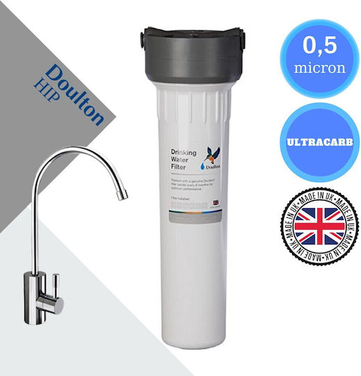 Doulton Hip Wasserfiltrationssystem Unter der Spüle Durchmesser 3/8'' mit Wasserhahn & Ersatzfilter Ultracarb 0,5 μm