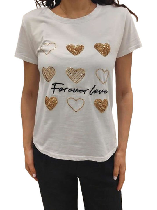 You Young Coveri 22348 Forever Love Women's T-shirt White
