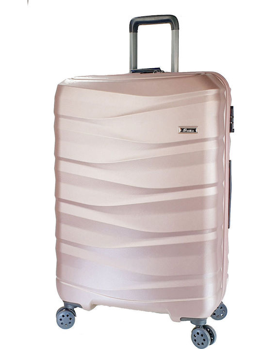 Stelxis Große Hartschale Reisekoffer Rose Gold mit 4 Rädern Höhe 76cm