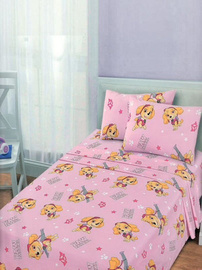 Set de așternuturi pentru copii roz din bumbac Paw Patrol Carnation 160x260