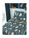 Kinder Bettlaken Set Dunkelblau Baumwolle Weltraum Nelke 160x260