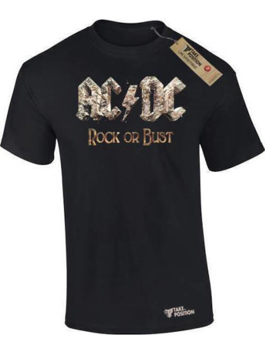 Ανδρικό Μπλουζάκι T-shirt Βαμβακερό Takeposition Acdc Rock Rust Μαύρο 320-7537b-02