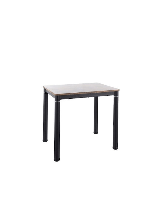 Table Wooden with Metal Frame Orzech Vintage / Czarny Mat 80x60cm