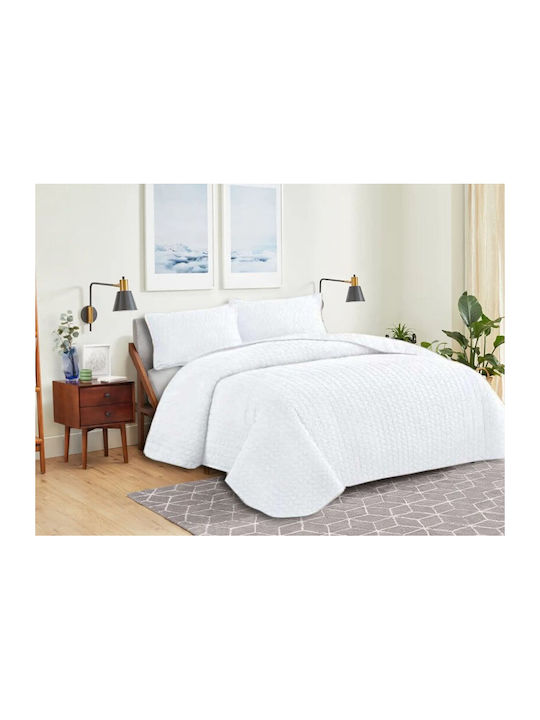 Σετ Κουβερλί Μονό Microfiber Λευκό 160x240cm 2τμχ