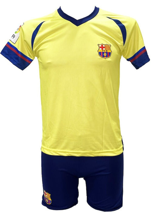 Παιδικό Σετ Ποδοσφαίρου Barcelona Ronaldinho Retro Κίτρινο Μπλε 2024-29