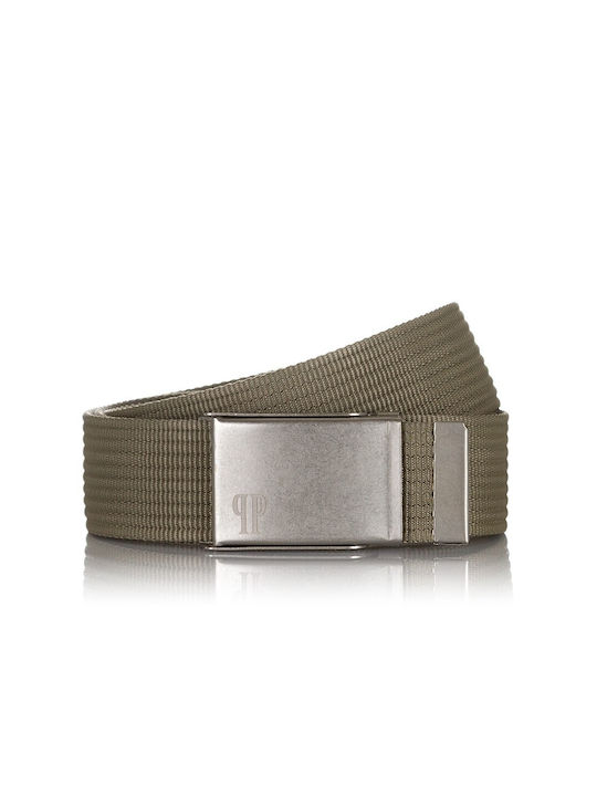 Paolo Peruzzi Men's Webbing Belt Wide Belt Khaki