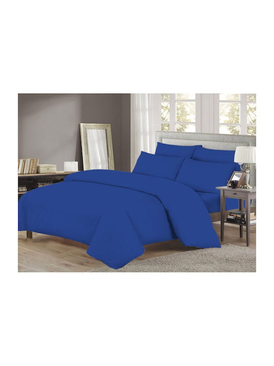 One Color Σετ Σεντόνια Υπέρδιπλα 220x260εκ. Royal Blue (4τμχ)