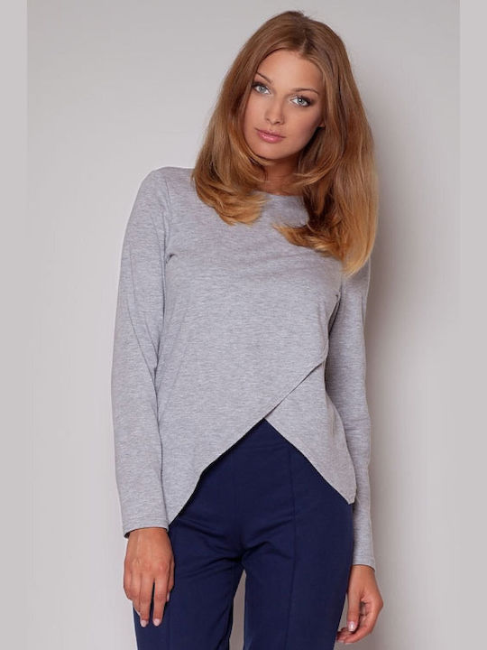 Figl Damen Bluse Baumwolle Langärmelig Gray