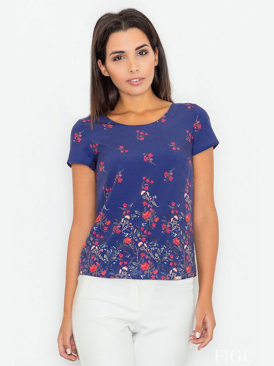 Figl Damen Bluse Blumen Blau