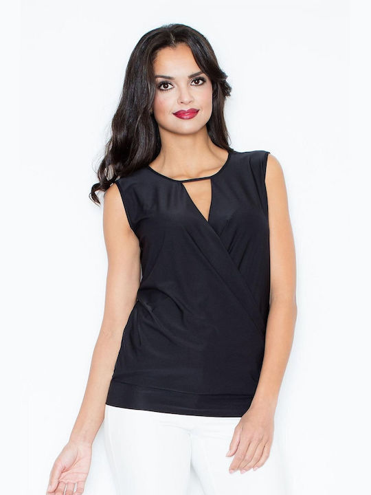 Figl Damen Bluse Ärmellos Schwarz