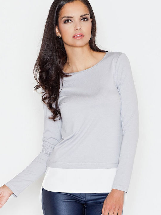 Figl Damen Bluse Langärmelig Gray