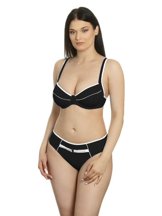 Jolidon Underwire Bikini Set Bra & Slip Bottom with Adjustable Straps Black