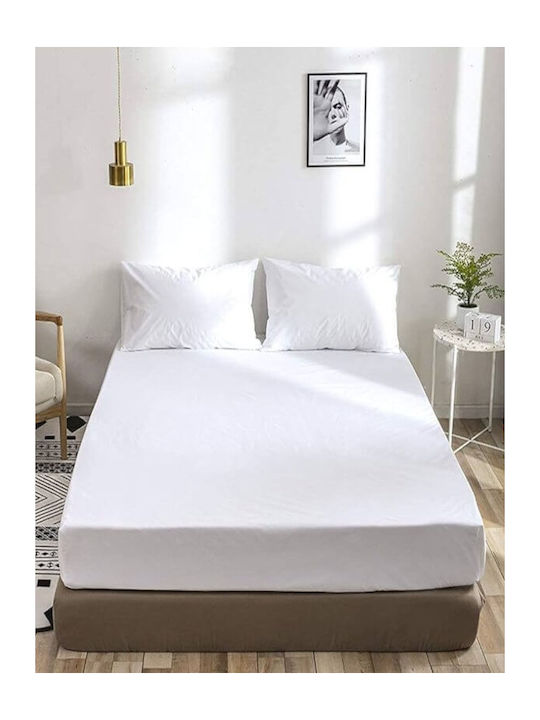 Sheet Double with Elastic 150x200+35cm. White