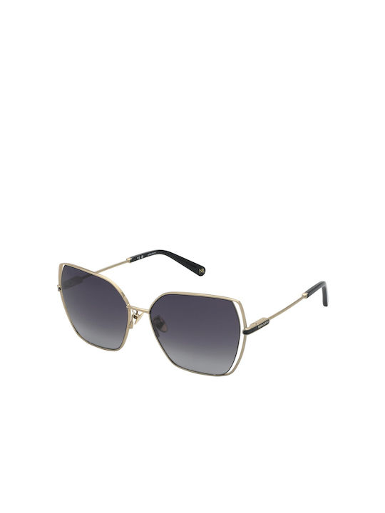 Nina Ricci Women's Sunglasses with Gold Metal Frame and Gray Gradient Lens SNR380 0300