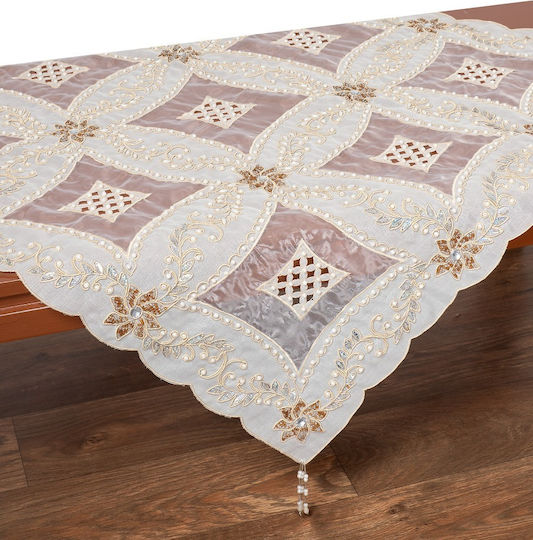 Silk Fashion Καρέ Τραπεζομάντηλο Χρυσό 130x130εκ.