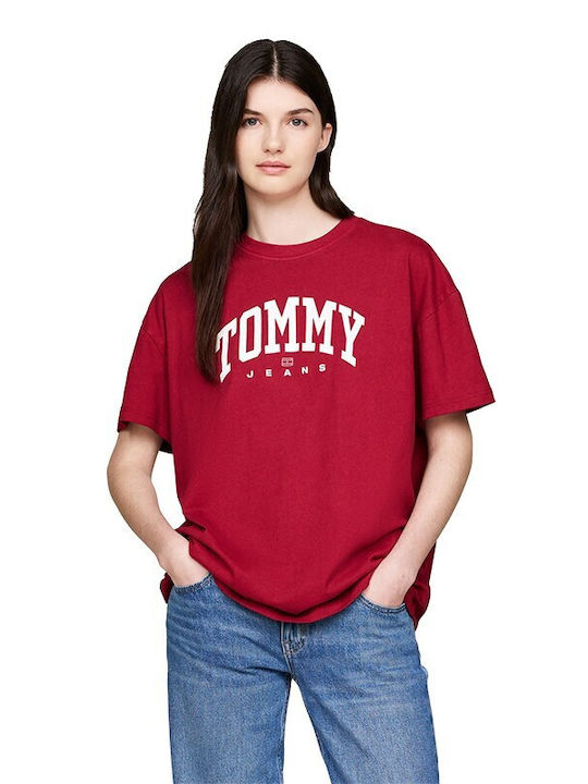 Tommy Hilfiger Femeie Supradimensionat Tricou Burgundy