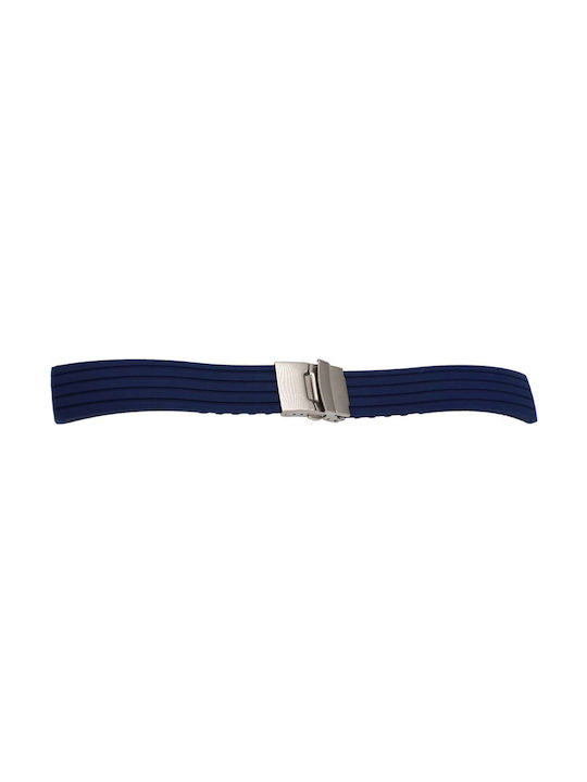 Strap PU with curl Blue 24mm