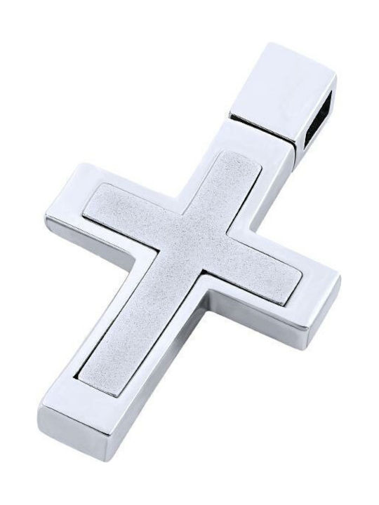 14K White gold male cross, T02419